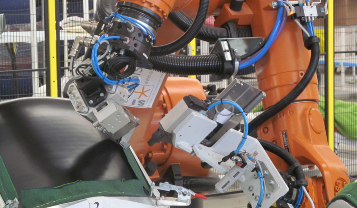 Graffatura stoffa pelle su seduta