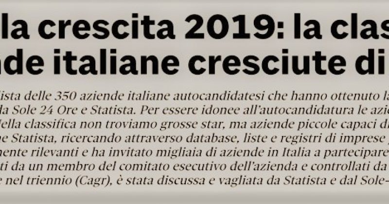 SISTEC è “Leader della Crescita 2019”