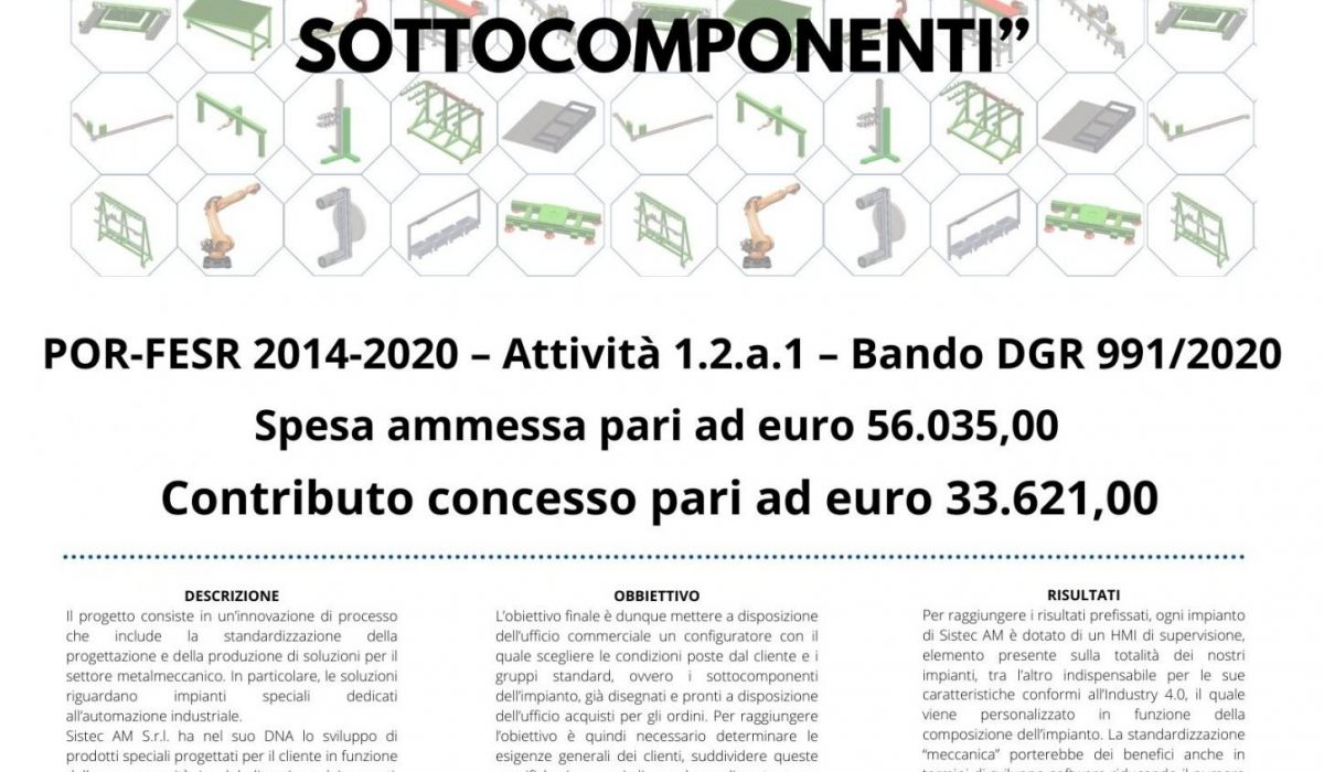 SISTEC AM: RIORGANIZZAZIONE DEI ‘PRODOTTI DI VENDITA’ ATTRAVERSO LA STANDARDIZZAZIONE DEI SOTTOCOMPONENTI